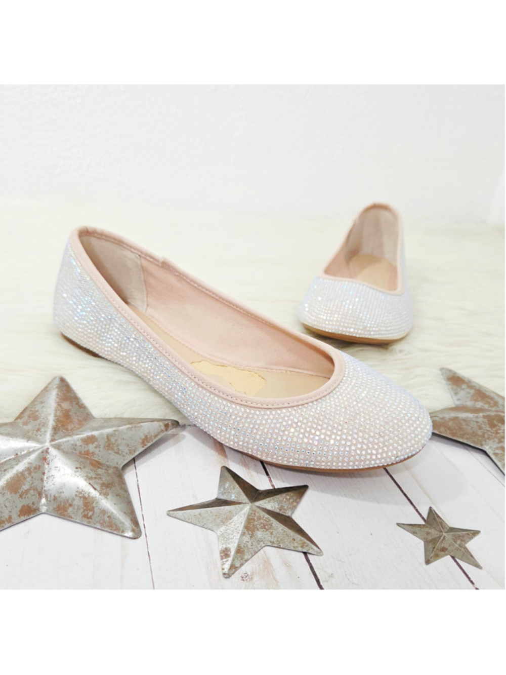 Copper Key Shinebright rhinestone studded ballet flats pink iridescent women 8.5